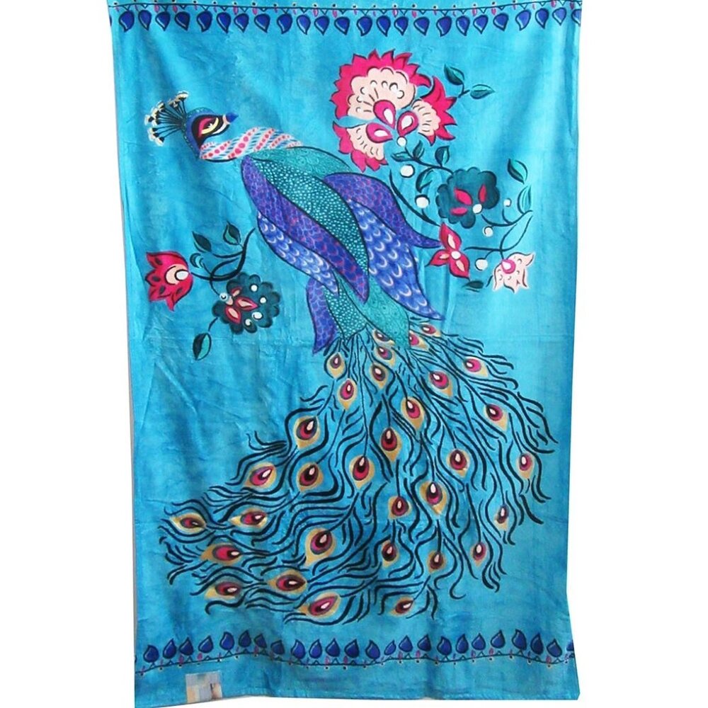 La Jolla California Beach Print Beach Towel by Limezinnias Design Peacock